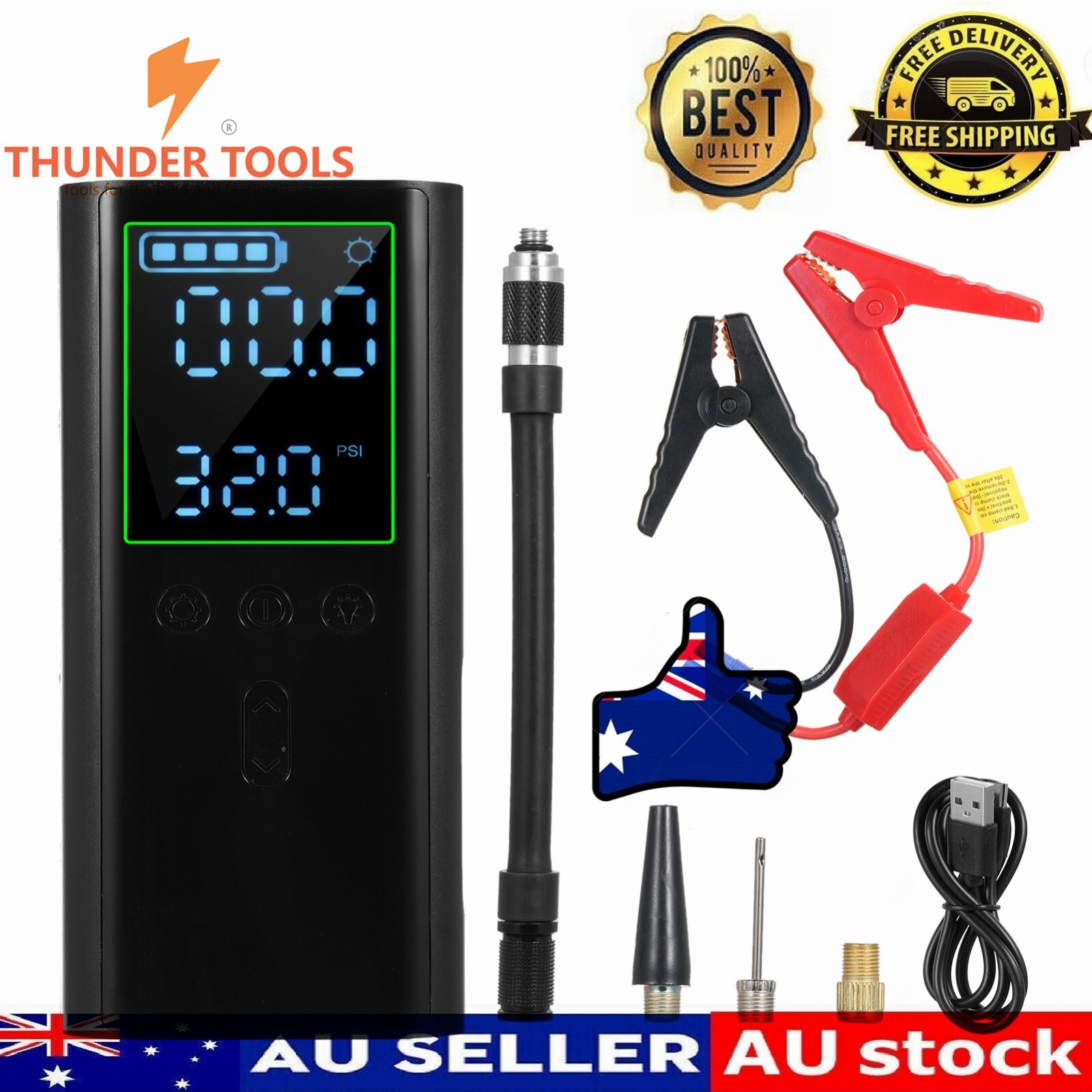 Portable Cordless Mini Tire Inflator Air Compressor Pump by Thunder Tools