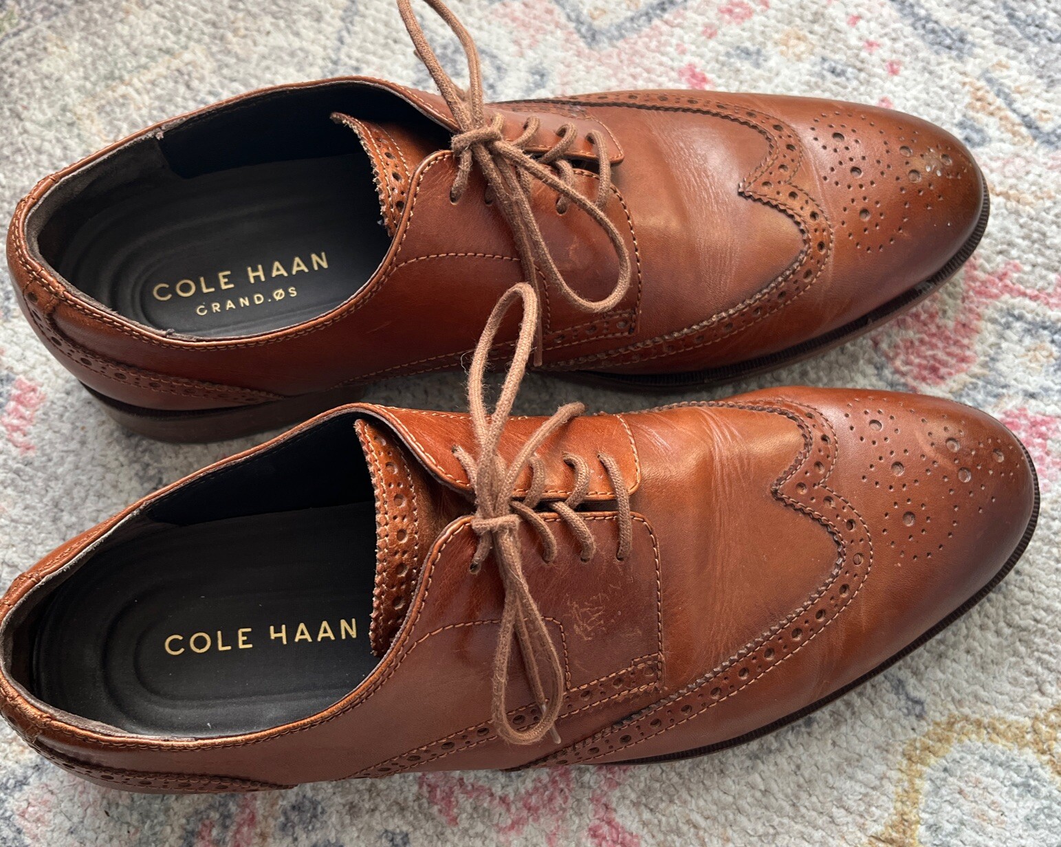 SAOLA Scarpe Oxford Cole Haan C24168 Harrison marrone chiaro britannico grande OS Wingtip 10 M