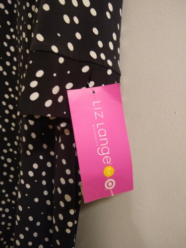 Liz Lange For Target Black/White Polka Dot 3/4 Sleeves Maternity Dress-Size M - Picture 7 of 9