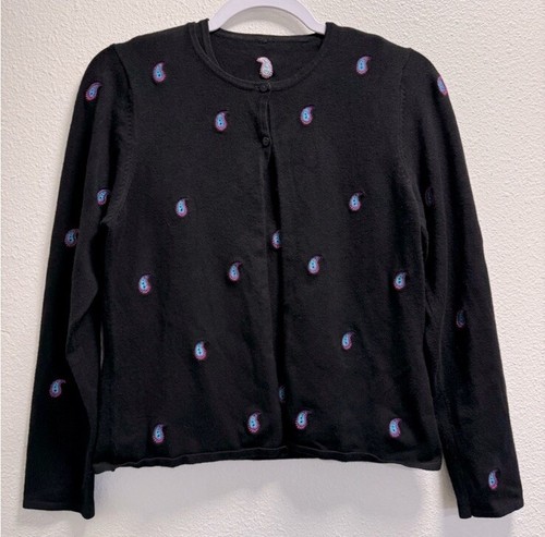 Etoile Cardigan Set Embroidered Paisley Button Sweater Tank Top Knit Medium - Picture 3 of 8
