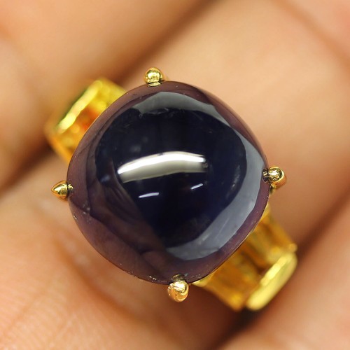 925 Plata de Ley 13 x 14 Mm. Zafiro Azul&Citrino Amarillo Anillo Tamaño 7.25 - Imagen 2 de 4