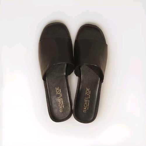 Sandales Rachel Zoe femmes 8M Tudor Slide noir simili cuir à enfiler plates décontractées