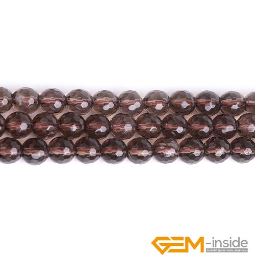 AAA Dark Brown Smoky Quartz Natural Faceted Round Loose Spacer Beads Strand 15" - Picture 19 of 40