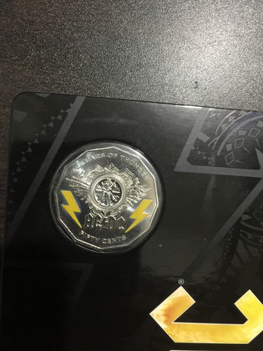 uncirculated acdc 45 years of thunder 50 cent coins coloured 2018 - Foto 2 di 4