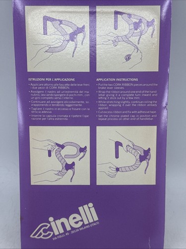 NOS VINTAGE Genuine Cinelli CORK Handlebar Tape WHITE Chrome Plugs MADE in ITALY - Picture 8 of 8