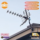 Outdoor Amplified Digital HDTV Antenna 2025 VHF UHF FM 4K HD 1080P Long Range