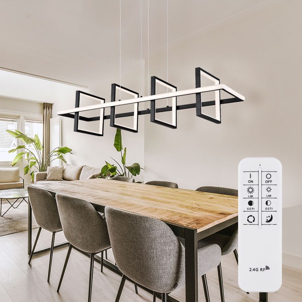 Deckenleuchte Deckenlampe Fernbedienung Designleuchte Ringe Led L 90 Cm Dimmbar-image