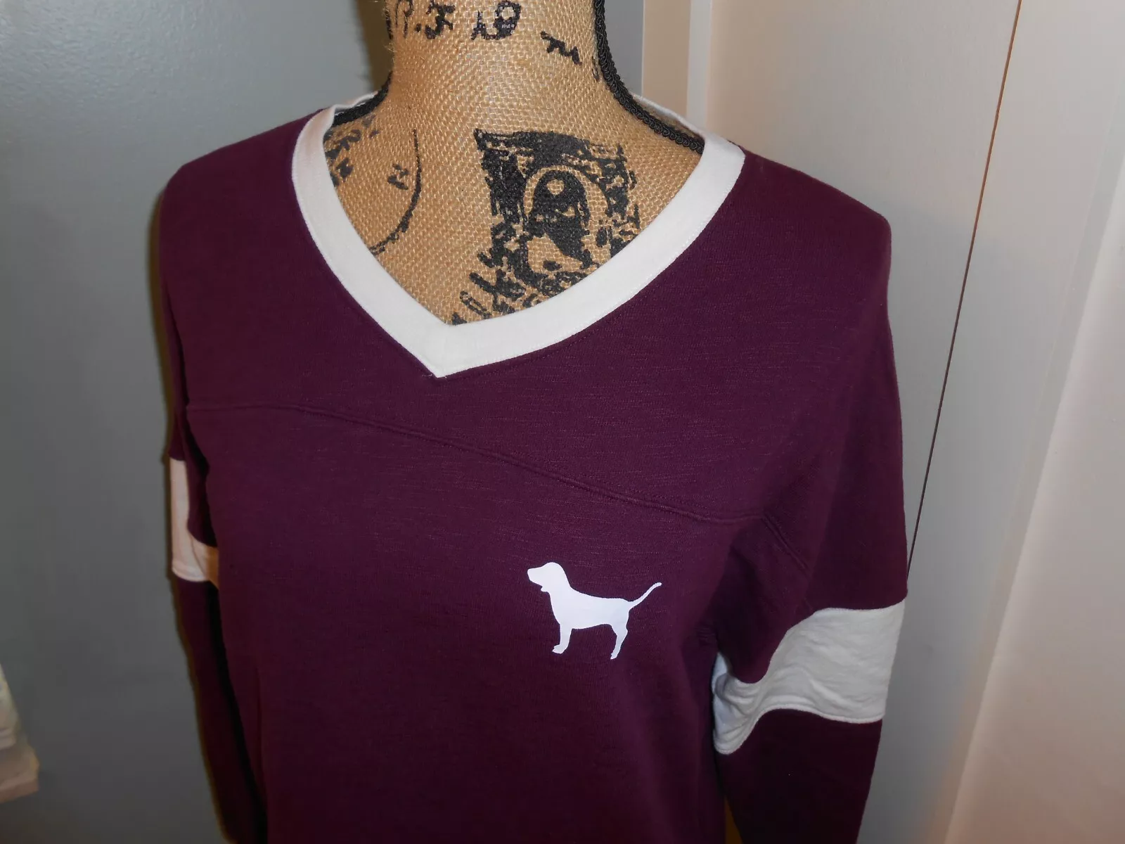 victoria-secret-vs varsity rainbow dog v-neck sweatshirt