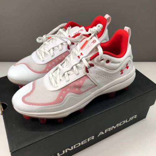 Women's Under Armour Glyde MT TPU Softball Cleats Size 8.5 Red White 3024329 NEW