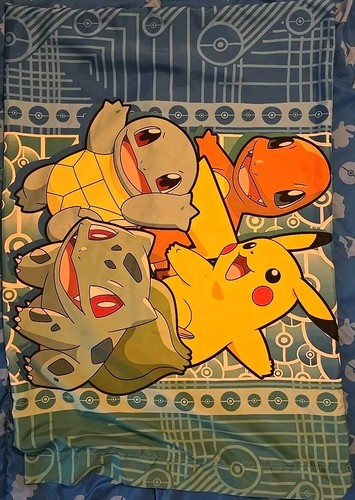Pokémon Comforter & Pillowcase Double Sided Pikachu Squirtle Twin Size 2019 - Bild 9 von 18