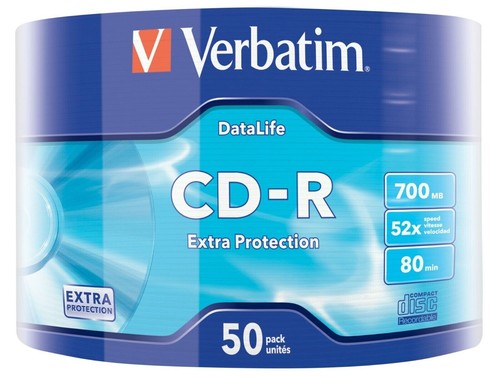 VERBATIM CD-R 700MB 52X 80 MIN VERGINI VUOTI CONFEZIONE 50 PZ - *NUOVO*