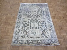4'2 X 6'2 Hand Knotted Brown Modern Abstract Oriental Rug With Silk G5944