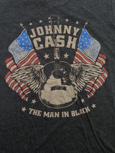Women's Johnny Cash T-Shirt- Zion Print- The Man In Black With Flag- Size L - Picture 2 of 5