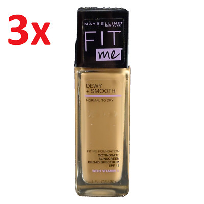3x LOT MAYBELLINE FIT ME DEWY + SMOOTH NORMAL TO DRY SPF18 #310 SUN BEIGE NEW