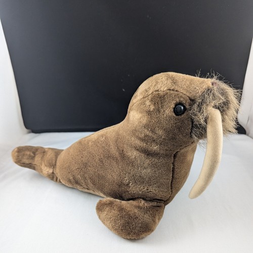 Muñeca de peluche morsa de peluche marrón Kellytoy de colección figura animal 16" - Imagen 2 de 10