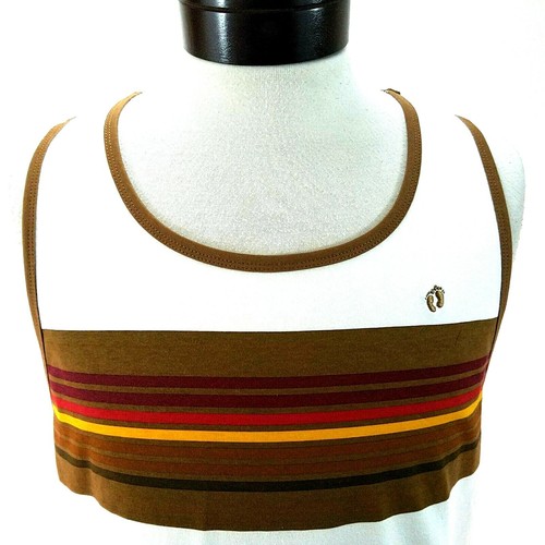 HANG TEN Tank Top cremefarben mehrstreifen genäht Logo Surfen Strand Herren schmale Passform NEU * - Bild 4 von 9