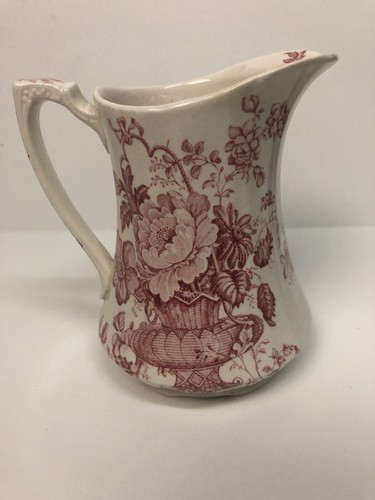 Vintage Alfred Meakin "Charlotte" Red Transferware Ceramic Pitcher England 5" - Picture 3 of 12