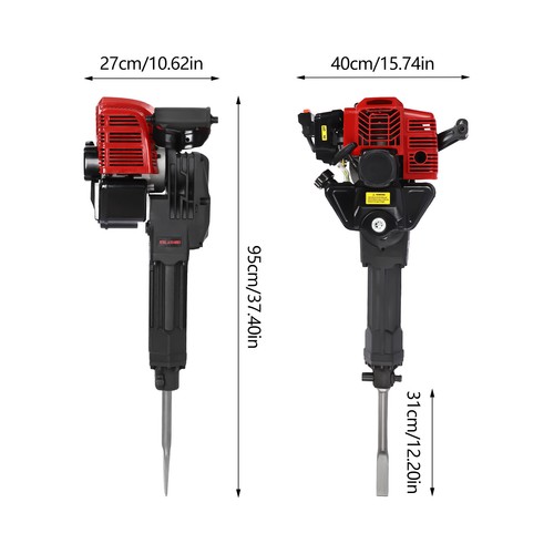 52CC 2.4HP Gas Gasoline Demolition Jack Hammer Concrete Floor Breaker w/ Chisels - Picture 3 of 24