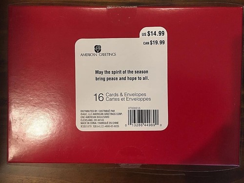 Peace Christmas Boxed Cards 16 Cards & Envelopes 5” X 7” American Greetings New - Picture 2 of 2