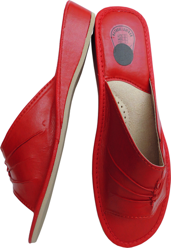 Pantolette - Hausschuhe - Latschen Gr.41, Echt LEDER, Rot - Bild 8 von 10