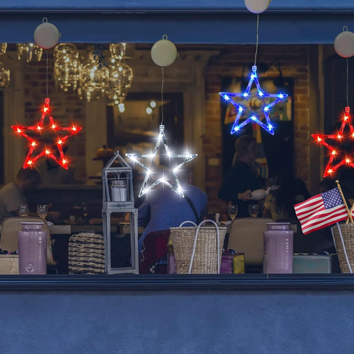 4Th of July Lights,3 Pack Battery Operated Red White and Blue Window Lights with - Picture 6 of 12