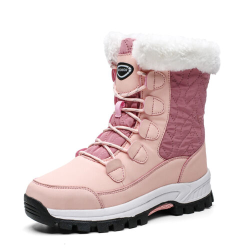 NEW Women Winter Warm Snow Boots Fur Lined Lace Up Ankle Boots Waterproof Shoes - Picture 3 of 17