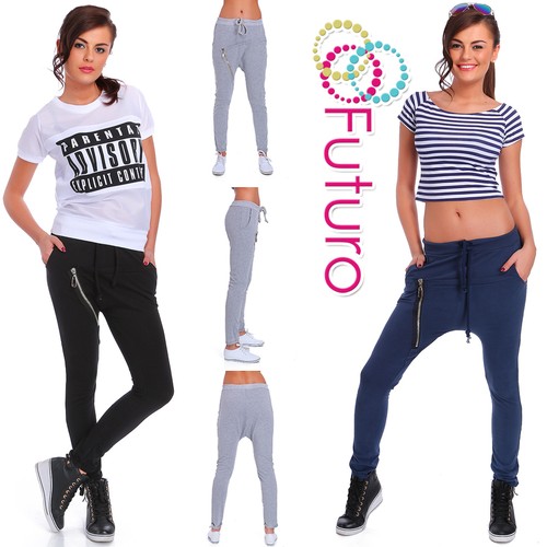 Joggers With Zipper Bottoms Waistband Tracksuit Trousers Pants Sizes 8-18 FT2731 - Picture 1 of 9