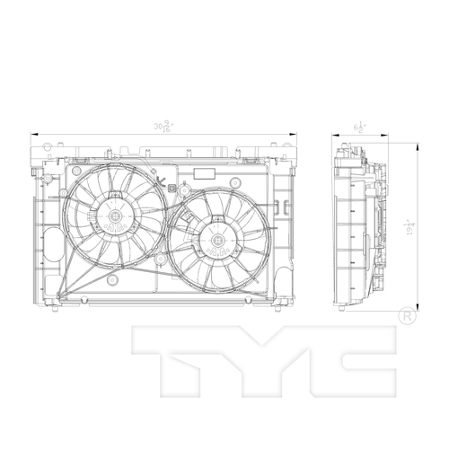 TYC 622310 Dual Rad & Cond Fan Assy for Toyota Prius 2010-2018 Models - Picture 2 of 4