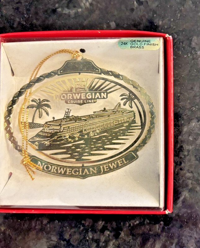 Norwegian Cruise Jewel 24K Genuine Gold Flashed Brass Christmas Ornament