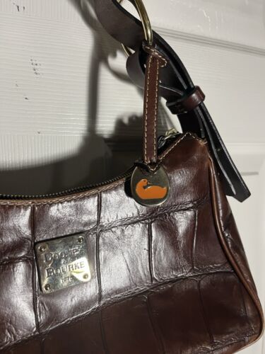 Dooney & Bourke echt braun Krokodil Metall Hardware Damentasche - Bild 3 von 10