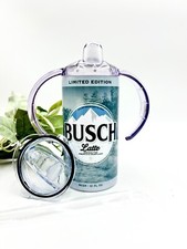 Busch Latte Beer Sippy Cup Toddler Tumbler - 2 Lids, Baby Shower Gift, Birthday