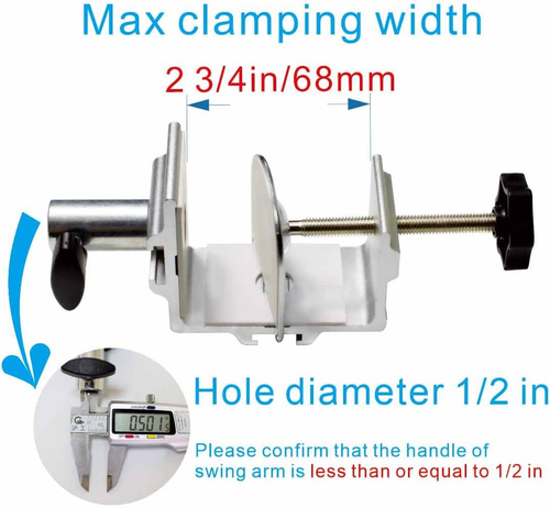 Replacement Clamp for 1/2” Base Magnifying Lamp,Desk Lamp,Magnify Lamp,Swing Arm - Picture 5 of 12