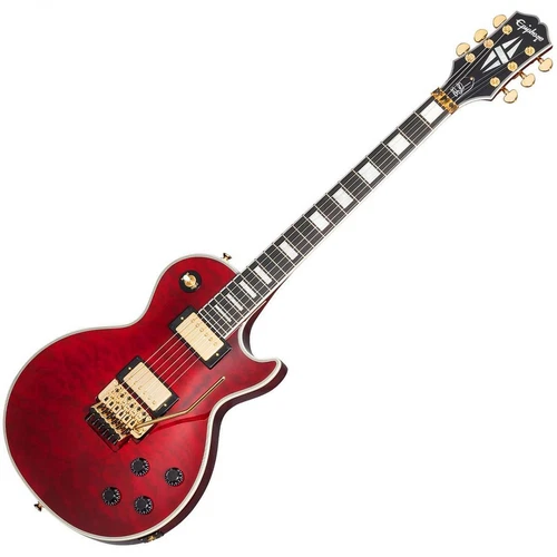 Electric Guitar Epiphone Alex Lifeson Les Paul Custom Axcess Quilt Ruby Red