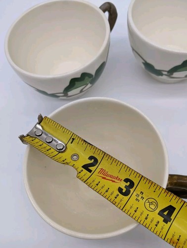 Set Of 5 Tea Cups, Green Ivy by Metlox Poppy Trail, Vintage Made In California - Picture 17 of 17