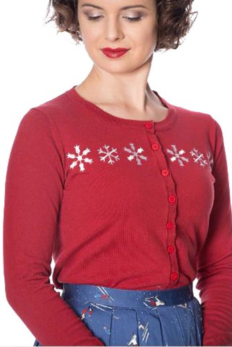 Banned »RETRO SNOWFLAKE« Vintage Schneeflöckchen CARDIGAN Strickjacke Rockabilly - Bild 2 von 3