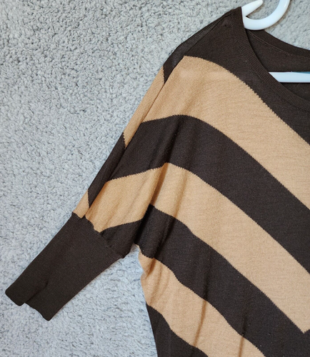 Ann Taylor Women's 3/4 Dolman Sleeve Round Neck Sweater Brown Wool Blend Size M - Picture 2 of 8