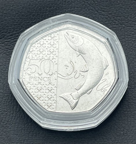 2023 Salmon 50p Fifty Pence Coin NO PRIVY MARK From Sealed Bag Stunning RARE