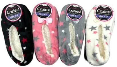 3 PAIRS LADIES COSY SHERPA FLEECE SLIPPERS BOOTS BED SOCKS WARM NON-SKID UK 4-7 - Picture 2 of 6