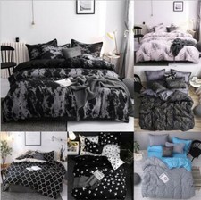 Duvet Cover Set Print Bedding Quilt with Pillowcase Single Double King Sizes 
