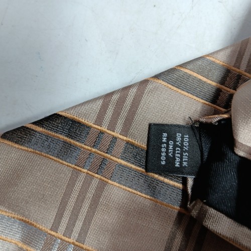 MURANO 100% Silk Neck Tie Brown Tan Striped Hand Made In USA 59x3.25 - Picture 6 of 8