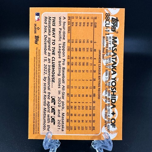 2023 Topps Chrome Masataka Yoshida Rookie 1988 Topps Baseball #88CU-11 Red Sox - Picture 2 of 2