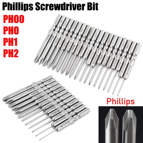 10 Pcs PH00-PH2 Phillips Screwdriver Drill Bit S2 Steel 5mm Round Shank 50-150mm - Picture 1 of 41