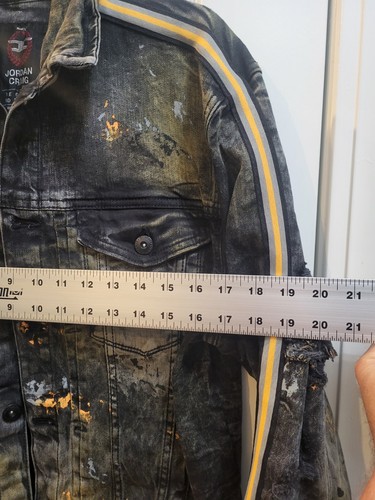 Jordan Craig Legacy Edition Black Denim Jacket Large - Paint Splatter Style - Picture 3 of 14