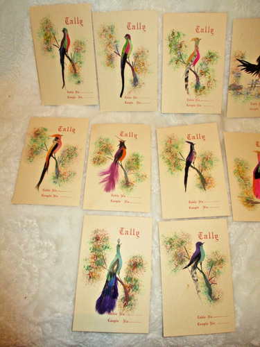 Antique~Tally Cards~Painted & Feathered Birds~Never Used~12 qty.~1920's-1930's - Picture 7 of 13