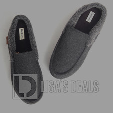 New Dearfoams Mens Memory Foam Comfy Slippers Black XL 13 - 14