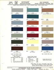 1967 PLYMOUTH VALIANT BARRACUDA BELVEDERE FURY PAINT CHIPS SHEET (PPG DITZLER)