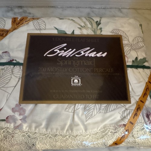 Vtg Bill Blass Springmaid Double Flat Sheet Romance Dorset Garden Floral Cottage