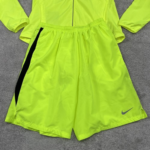 Nike Running Jacket & Shorts Womens Medium Fit Full Zip Windbreaker Neon Yellow - Picture 3 of 23