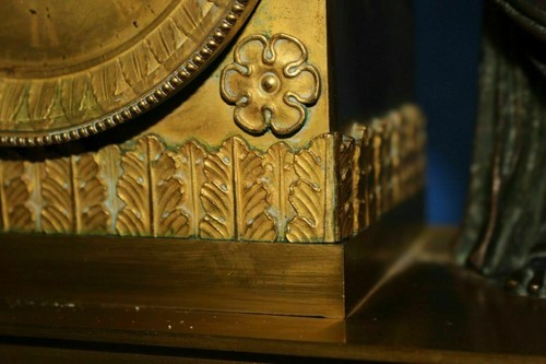 FRENCH FRENCH EMPIRE MANTEL CLOCK PENDULUM BRONZE RAVRIO BRONZE XIX - Picture 8 of 11