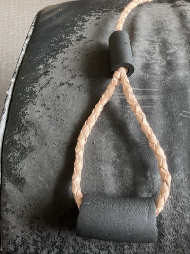Dog Lead Brass clip Round plait Kangaroo leather neutral Colour 85cm Free Post - Picture 3 of 6